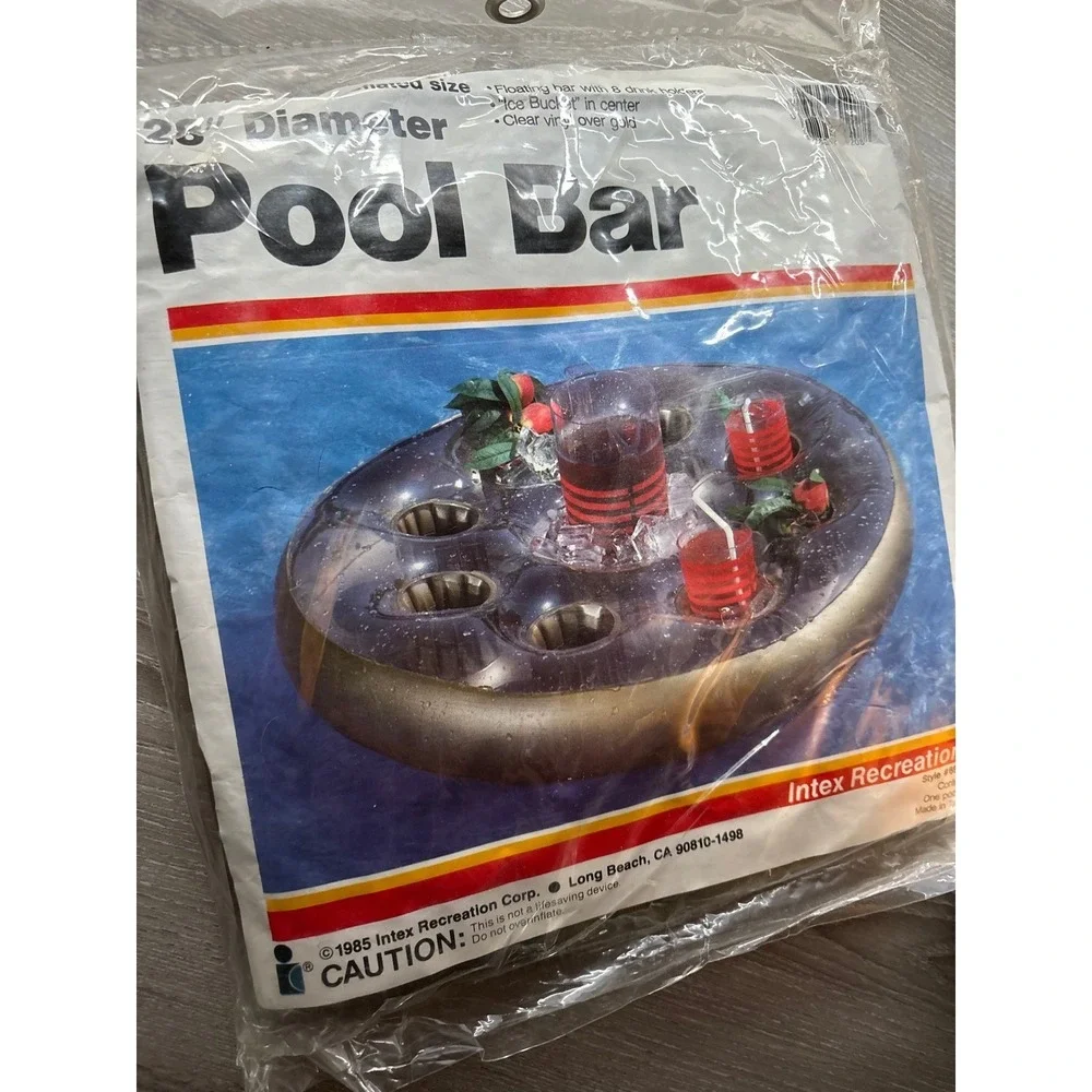 Vintage 1985 Intex Pool Bar Inflatable Floating‎ 8 Drink Holder Ice Bucket Retro